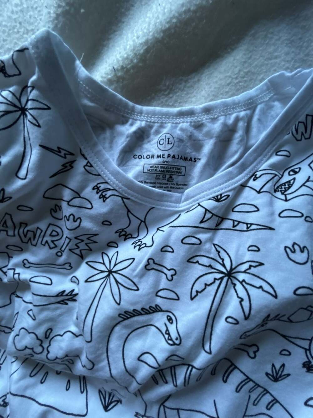 Caden Lane Color Me Pajamas Dinosaur Print Two-Piece Set